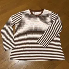 【美品】無印良品 天竺編みクルーネック長袖Tシャツ　ボーダー　L
