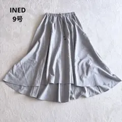 INED アシンメトリー フレアスカート ウール混 グレー 9号 日本製のサムネイル
