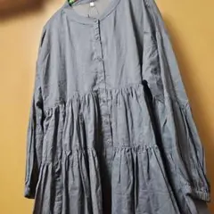 coca ガーゼ ティアード ブラウス M　グレー　タグ付き