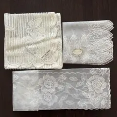 う*ゃ様 HANAÉ MORI 刺繍ハンカチ クリーム色　夢一枚　他＋1枚　合計