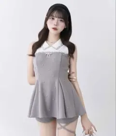 Belle Charme Jewel Peplum Tops グレーのサムネイル