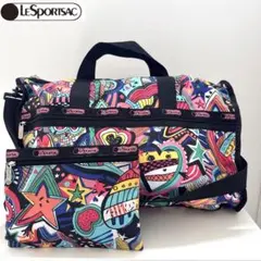 レスポートサックLeSportsac アート柄2WAYボストンバックポーチ付