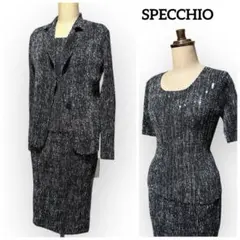 新品 タグ付 スペッチオ 10万円　3点セットアップ プリーツ スパンコール L