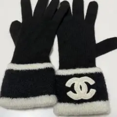 CHANEL ココマーク ニットグローブ 手袋 ブラック ホワイト - メルカリ