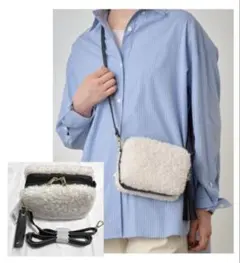 新品 タグ付き　アンティローザ　ボア フリンジ ミニ ショルダーバッグ