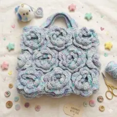 早い者勝ち‼️ハンドメイド　ウール100%　お花モチーフ　バッグ‼️