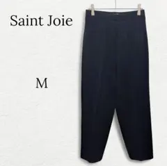1263【サンジョア】ハイウエストニットパンツ コクーン ゴム ウール 黒 M