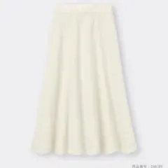 【GU】リネンブレンドフレアロングスカート