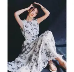 フレイアイディー　ウエストシャーリングフラワープリントワンピース ウエストシャーリングフラワープリントワンピース