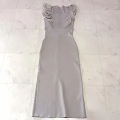 rienda リエンダ 2wayショルダーフリルクロシェタイトニットワンピース