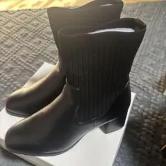 サイドゴアブーツ ブラック 合成皮革 中ヒール