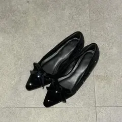 GRL黒ベルベットリボンパンプス