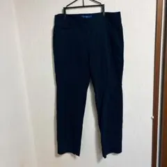 ネイビー スラックスパンツ シンプル きれいめ ベーシック【LL】