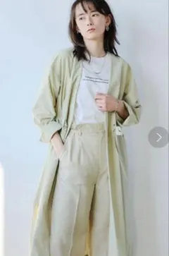 【お得✨️】グリーンレーベル リラクシンギャザー ドロスト ノーカラー コート