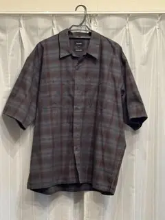 【BEAMS】チェック柄 半袖シャツ M / オーバーサイズ 開襟シャツ風