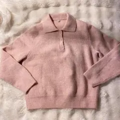 UNIQLO　GIRLS　スフレヤーンポロセーター　10 ピンク　150cm