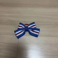 トリコロールカラー リボン ヘアゴム