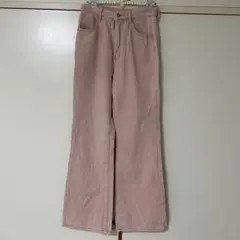 薄いピンク ワイドレッグデニムパンツ