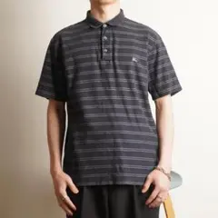 BURBERRY LONDON ボーダー半袖ポロシャツ ネイビー /HZ20