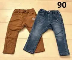 ベビードール 裏起毛 ストレッチパンツ デニムパンツ 90