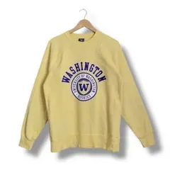 カレッジ トレーナー XS ユニセックス 裏起毛 黄色 古着 ワシントン大学