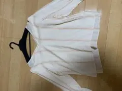 お値下げGALERIE VIE ホワイトストライプ Vネック長袖シャツ 36