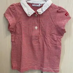 MIKI HOUSE 赤白ストライプ ポロシャツ 70