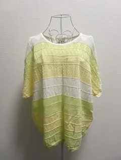 ハートマーケット　ニット　メッシュ　編み模様　イエロー　グリーン　麻　綿のサムネイル