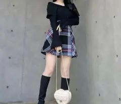 SNIDEL ロービング チェック ミニ スカート スナイデル ブルー