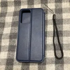 ネイビー 手帳型ケース　OPPO Reno7 A カバー　ストラップ付