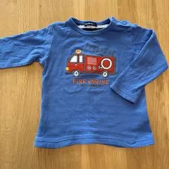 moujonjon90サイズ消防車刺繍 長袖Tシャツ