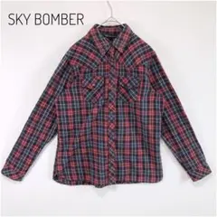 SKY BOMBER 長袖シャツ チェック柄 スタッズ 羽織 カジュアル 綿 L