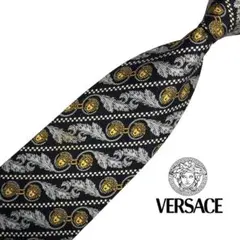 VERSUS メデューサ 総柄 切替し 高級ネクタイ ヴェルサーチェ mn193