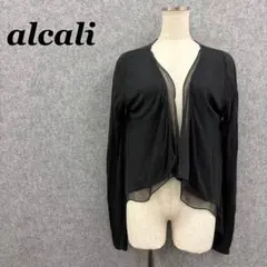 alcali リネン混 シアー切替 ドレープカーディガン 黒 古着のサムネイル