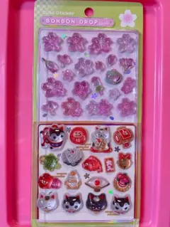 ボンボンドロップシール　和柄　桜　招き猫　寿