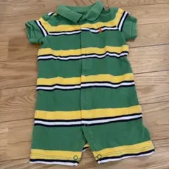 【ラルフローレン】70サイズ 半袖ロンパース グリーンボーダー 男の子のサムネイル