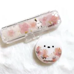 シマエナガ❁⃘*.゜レジン印鑑ケース朱肉セット桜✿