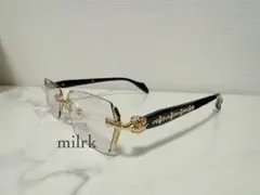 リムレス スクエア　クリア　伊達メガネ　 y2k 90s 韓国　ゴールド