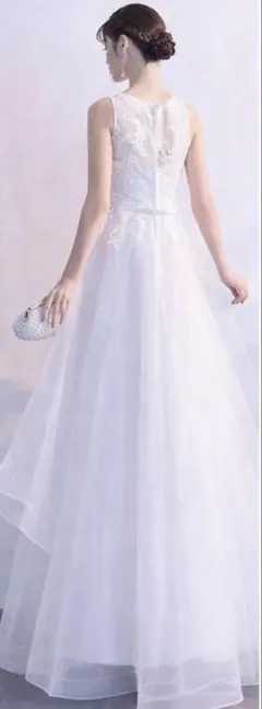 ドレス ウエディング 前撮り 二次会 ワンピース 飾り付き S