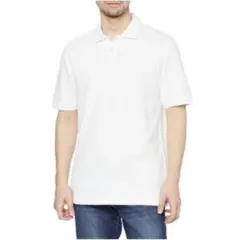 メンズ　ポロシャツ　トップス　白　シンプル　Sサイズ　コットン　綿　ホワイト