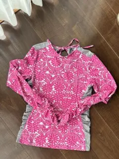 テニスフラワーパターン長袖T シャツ