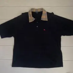 値段交渉可‼️BURBERRY バーバリー 黒 ポロシャツ チェック襟