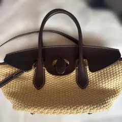 美品 Polo Ralph Lauren ラフィア×レザー 2WAY かごバッグのサムネイル