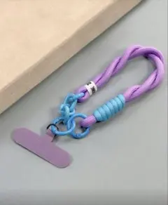 【新品】パープルとブルーのスマホストラップ　　iPhone スマホ