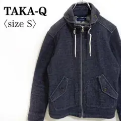 TAKA-Q◎スタンド襟 ジップアップ ジャケット S ネイビー