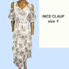 No.573 (♡)NICE CLAUP フラワープリーツティアードワンピース