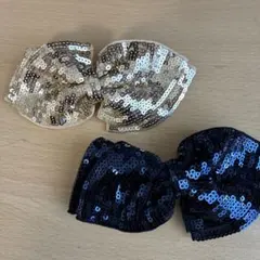 スパンコールリボンヘアアクセサリー2個セット