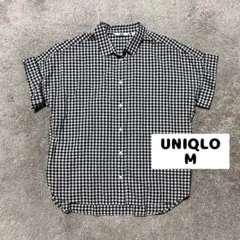【美品】UNIQLO ギンガムチェック 半袖シャツ Mサイズ　ユニクロのサムネイル