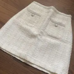 ZARA WOMAN ホワイトツイードタイトスカート EUR XS
