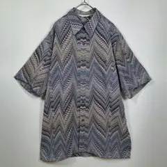 90s ヴィンテージ 総柄 半袖シャツ 幾何学模様 アート モザイク L レトロのサムネイル